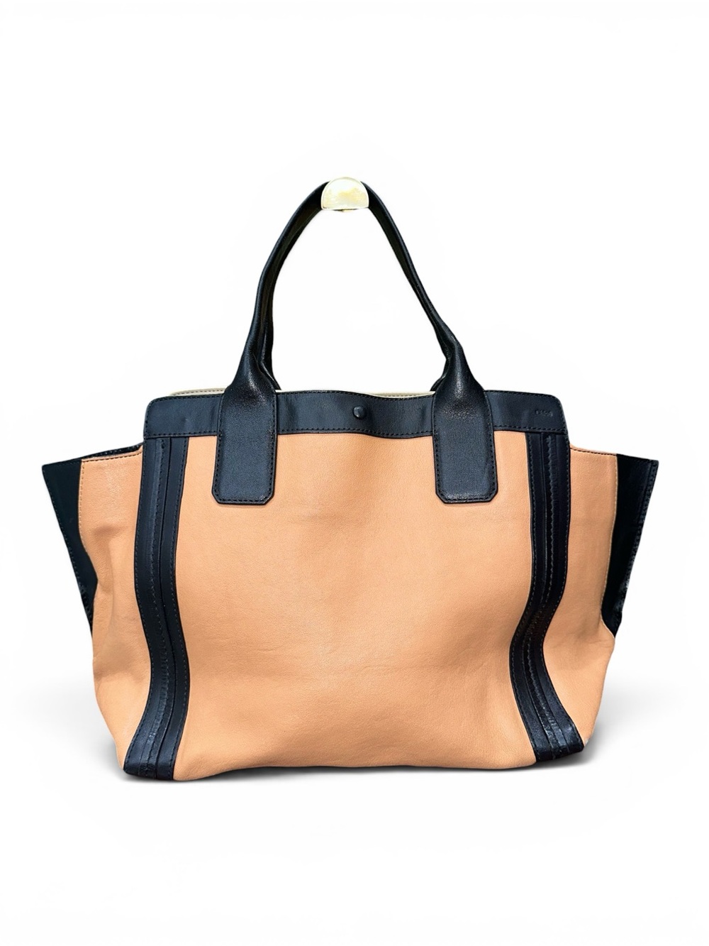 Chloé Alison Large Nude & Black Leather Shopper Tote Bag w/ COA